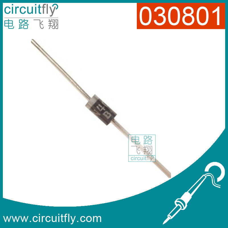 030801 diode 1N4007 general purpose rectification 1A 1000V straight inserts