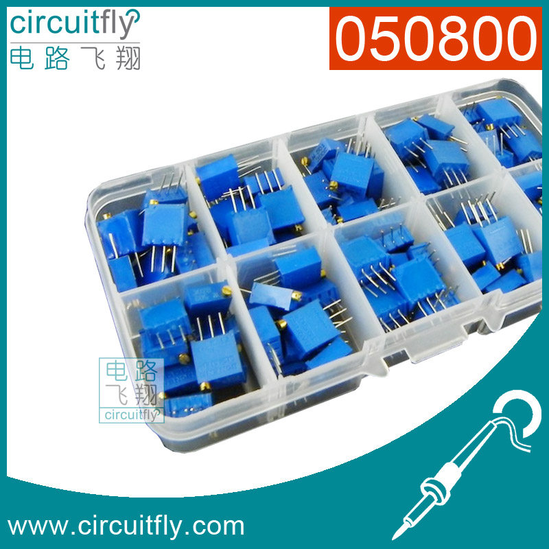 050800 Multi-turn precision adjustable resistor pack 3296 100Omega-1MOmega 13 kinds of 5-piece device box each