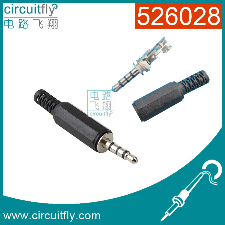 526028-3 5 stereo audio plug 4 section (core) audio plug laptop headphone plug