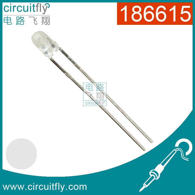 186615LED lamp with high brightness white hair white LED diameter 3mm