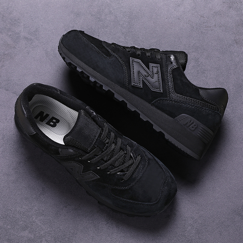 New Balance 574 Men's Shoes 2026 New Spring and Autumn Leather Retro Versatile Casual All-Black Formal Sneakers for Women