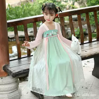 Girl Hanfu Spring and Autumn Princess One-piece dress for children's costume Super fairy improved skirt girl original Chinese style Tang suit