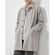 Windbreaker mens medium and long 2020 autumn new lapel loose Korean casual handsome coat mens coat trend