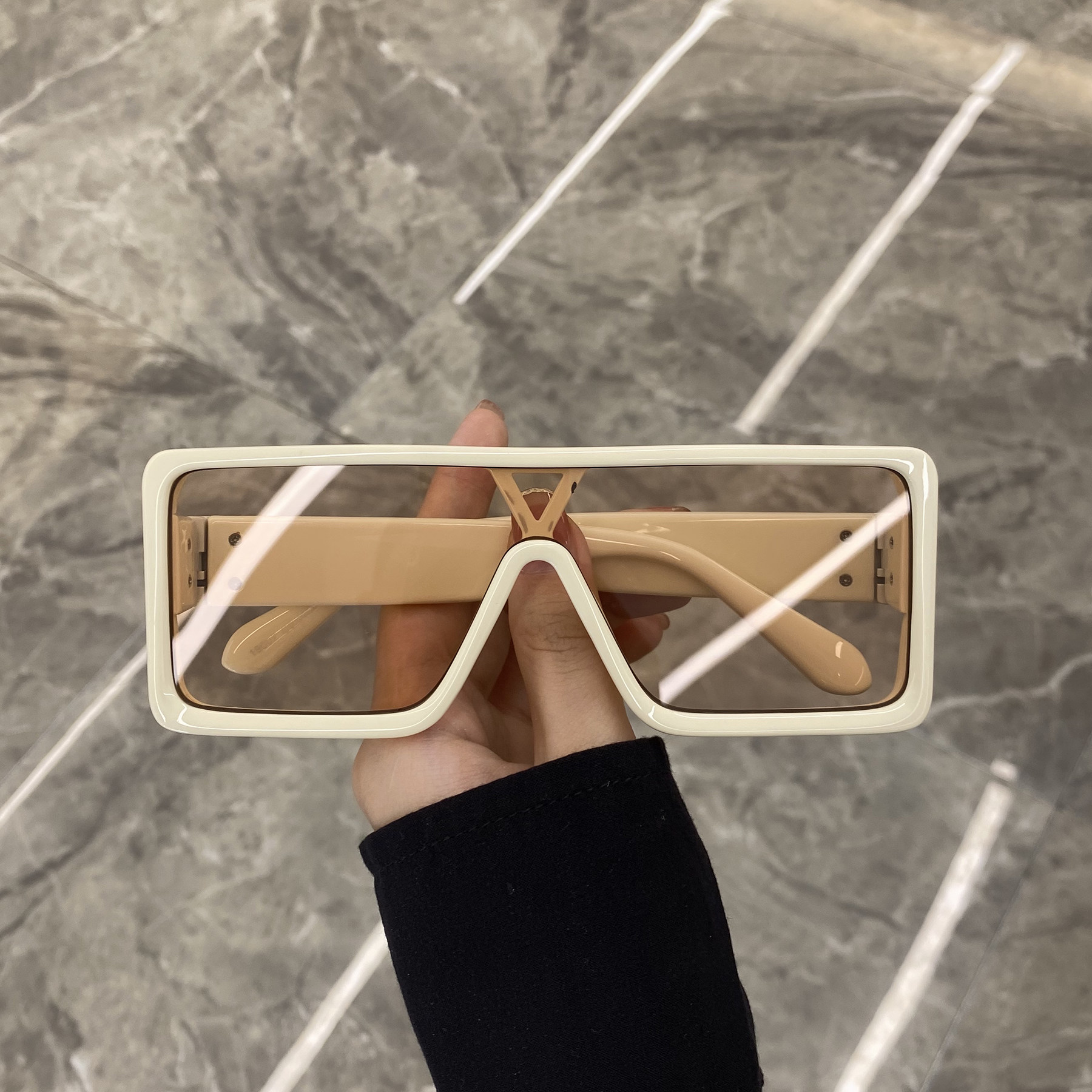 European and American large frame sunglasses female round face net red street for the same sun glasses male anti-UV sunglasses female beach tide