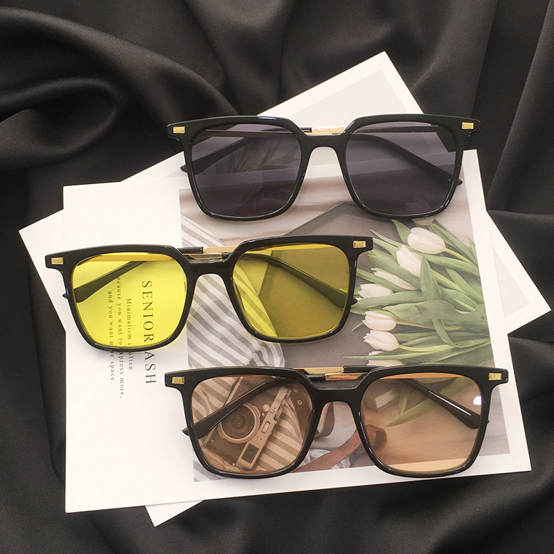 Korean version of the new sunglasses women's tide round face personality square net red with the same sunglasses men thin ins super fire sunglasses