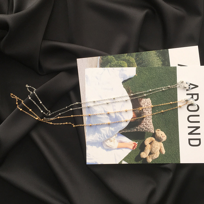 Retro Glasses Accessories Beads Pendant Glasses Chain Handmade Golden Silver Glasses Chain Retro Hanging Neck