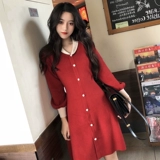 Праздничнное длинное трикотажное шерстяное платье, в стиле Шанель, длина миди