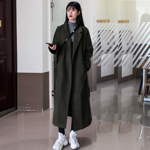 Зимнее сверхдлинное шерстяное пальто, в корейском стиле, оверсайз, увеличенная толщина, в британском стиле