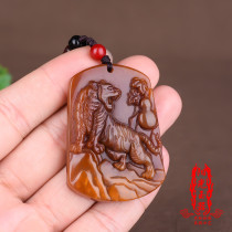 Natural jade yellow dragon jade tiger pendant twelve zodiac tiger jade brand mountain tiger pendant necklace jade pendant