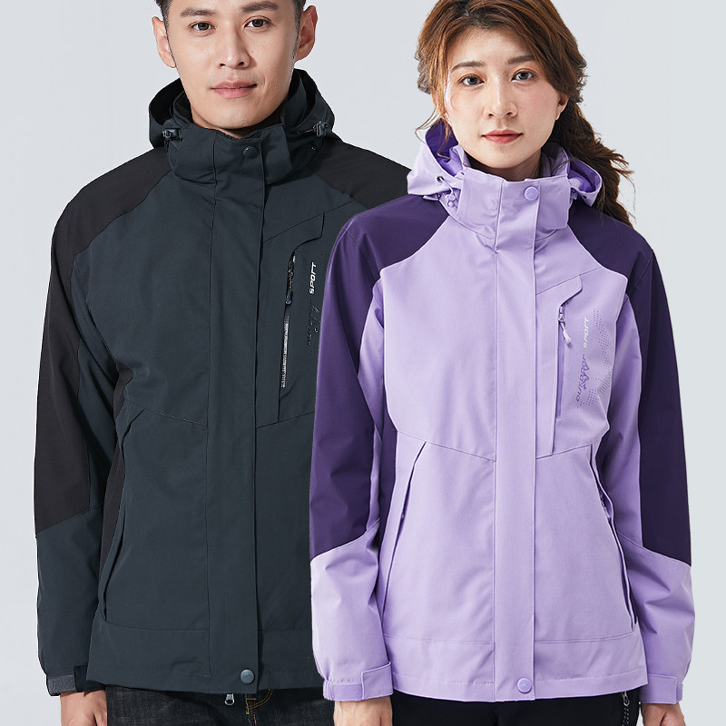 Outdoor sub-striker men three in one or two pieces of detachable autumn and winter plus thickness and waterproof mountain climbing suit women tide card