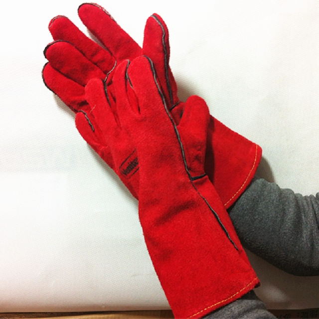 Delta gloves 205515 red heat-resistant leather welder's hand welding gloves wear-resistant and high temperature resistant