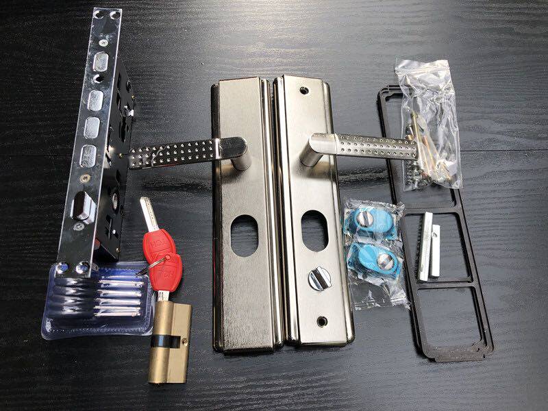 Security door handle Platinum Color Handle Multifunction Universal Punch into the door Door Stainless Steel Door Lock Handle