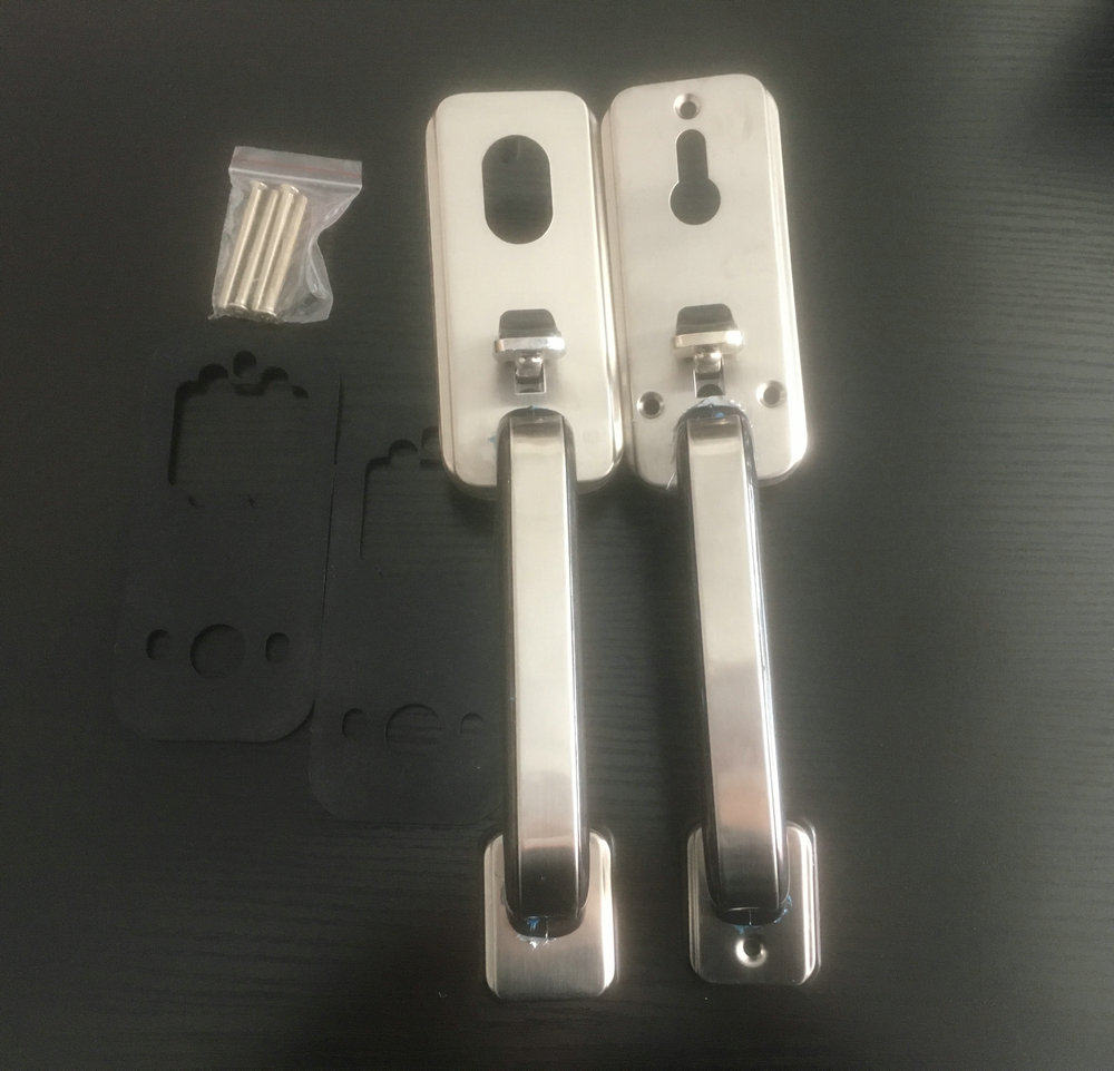 Security door open and handle old fashioned press double live handle door lock handle stainless steel panel thickened and durable door