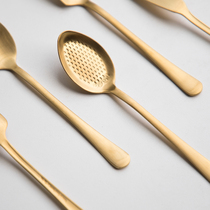 Miyake Japanese style golden spoon 304 stainless steel strawberry spoon Creative coffee spoon Cake spoon Ice cream spoon
