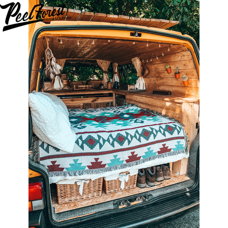 Glass-camp bazaar ethnic wind geometry Indian retro Nordic Navajo blanket Tapestry Sofa Blanket