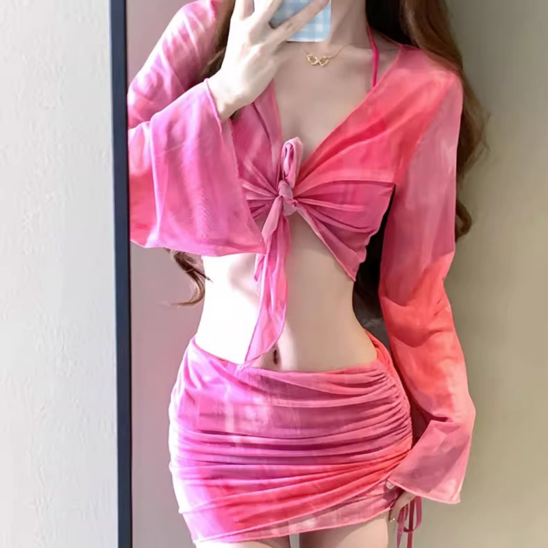Swimwear, sexy split set, high-end, 3 piece set, internet celebrity