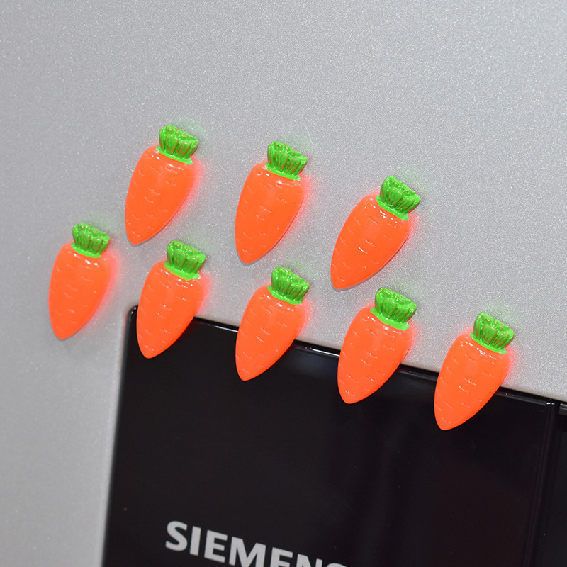 Creative refrigerator stickers three-dimensional cute resin rabbit carrot magnetic stickers happy carrot apple magnet message