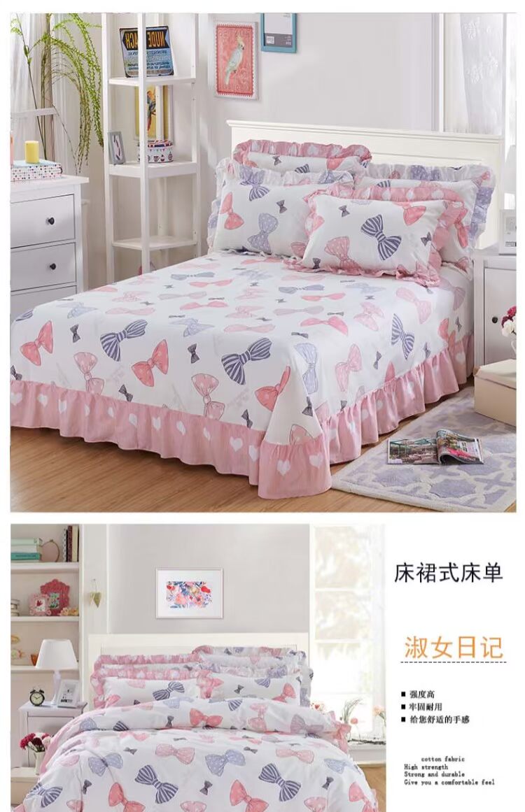 Hàn Quốc bông váy ren bông giường Khăn trải giường trong một mảnh xù 1.5 / 1.8 / 2.0 m đúp - Khăn trải giường bộ ga giường cute