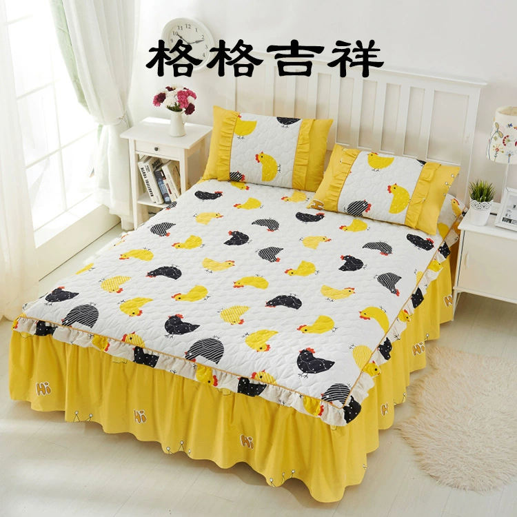 Dày bông bông khăn trải giường giường váy cotton ren một mảnh bìa cho một người bảo vệ giường ngủ bìa trượt Simmons - Váy Petti