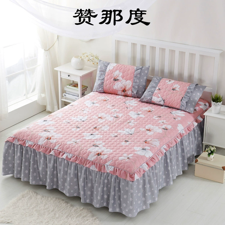 Dày bông bông khăn trải giường giường váy cotton ren một mảnh bìa cho một người bảo vệ giường ngủ bìa trượt Simmons - Váy Petti