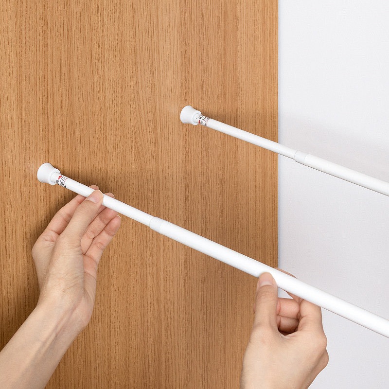 Japan-free punching telescopic rod under the sink storage rod bookshelf wardrobe clothes rod shower curtain cross bar bracket