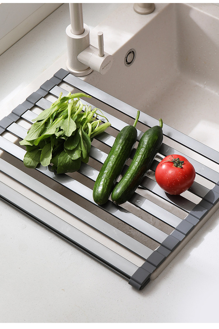 Раковина полка 可折叠沥水架洗碗水池架子放筷碟收纳篮厨房水槽硅胶水板垫置物架 Fa so la