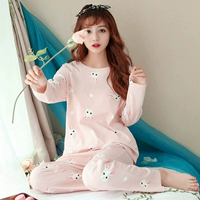 Mùa xuân và mùa thu đồ ngủ dài tay nữ cotton Hàn Quốc ngọt ngào dễ thương cô gái sinh viên mỏng phục vụ nhà đồ bộ kiểu