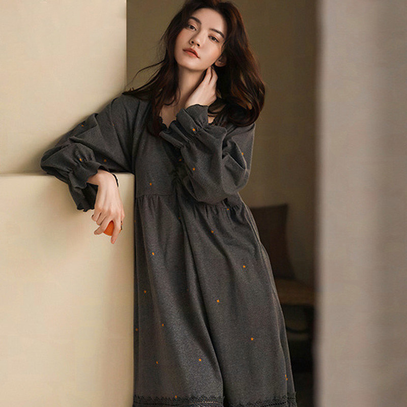 Pure Cotton Sleeping Dress Woman Spring Autumn 2022 New Advanced Sensuo Pyjamas Full Cotton With Chest Cushion Lace External Wearing Home Clothing