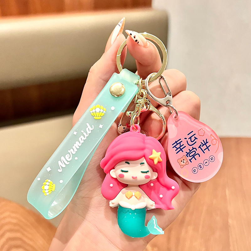 New Cartoon Mermaid Keychain Pendant for Women, Creative Cute Doll, Student Backpack Pendant, Key Chain Gift