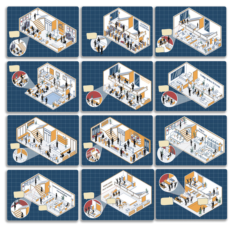 Design Materials｜Interior Axonometric Analysis Diagram｜Ai+Psd Files