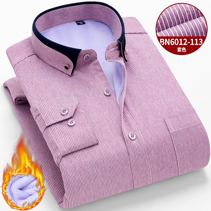 Đàn ông trung niên mùa đông cộng với áo nhung dày ấm áp Nam trung niên bố tải 40-50 áo rộng cỡ lớn áo sơ mi quần jean