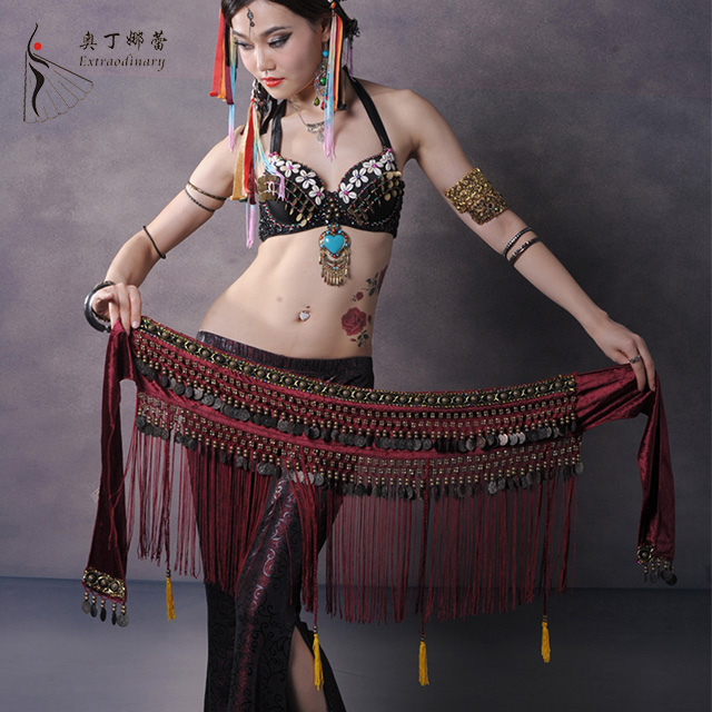 Odinna Lace Belly Leather Dance Waist Chain Tribal Wind Performance Hip Towel New Stream Suo Performance Practice Beginner Waist Towels
