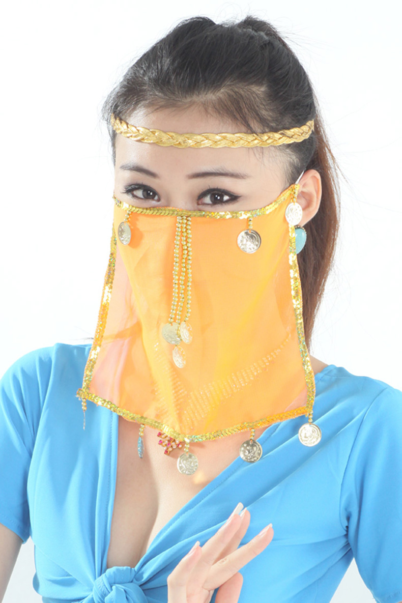 Odin Nalei múa bụng che màn trình diễn thực hành phong cách Ấn Độ trình diễn mạng che mặt sequin nhảy mạng che mặt nữ - Khiêu vũ / Thể dục nhịp điệu / Thể dục dụng cụ trang phục khiêu vũ thể thao