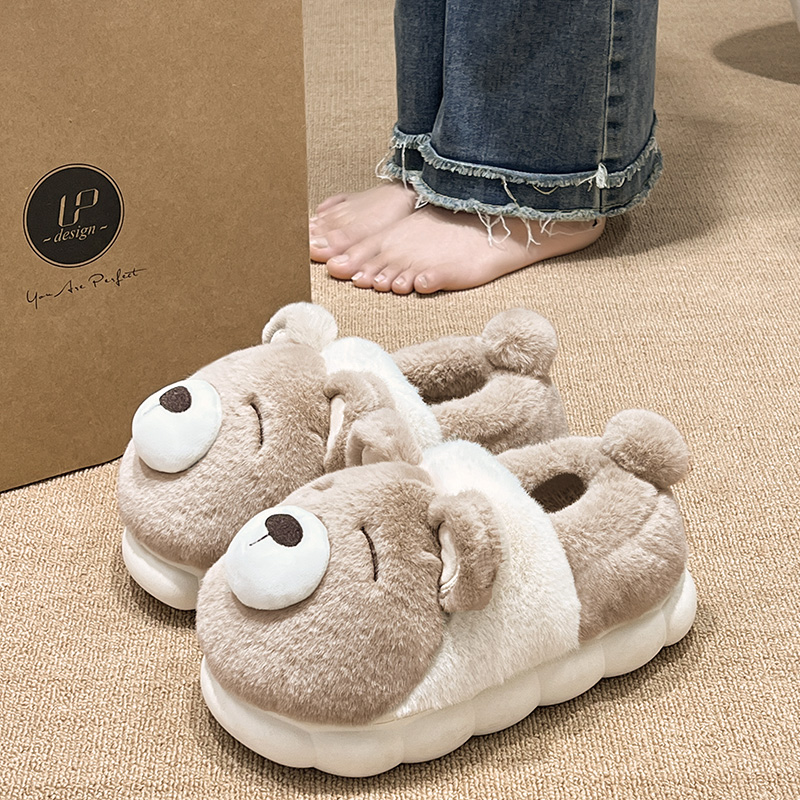 COTTON SLIPPERS LADY WINTER BAG HEEL CUTE 2023 NEW EXTERIOR WEARING INTERIOR HOME WARM THICK BOTTOM FUR PLUSH COTTON SHOES-TAOBAO