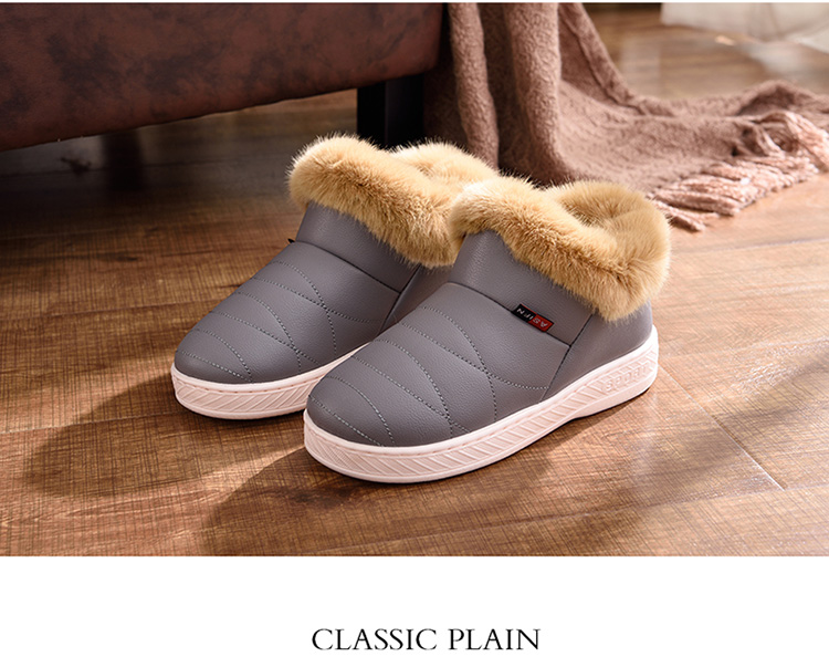 Winter túi-top cao với ấm dép bông vài người đàn ông và phụ nữ cộng với nhung nhà nội thất nặng có đáy giày bông PU da trơn không thấm nước dép mang trong nhà tắm