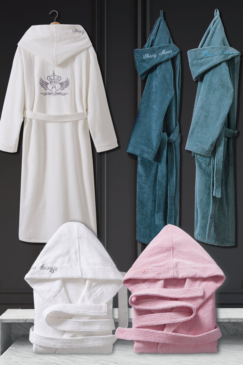 Five-star hotel bathrobe Female pure cotton towel material Male winter thickened long version of the couple absorbent quick-drying nightgown Yukata
