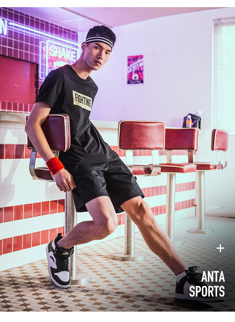 Anta tay ngắn nam 2019 hè Zou Shiming với họa tiết in thể thao thoáng khí Anta trang web chính thức áo thun nam - Áo phông thể thao áo phông thể thao nam