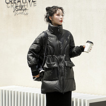 MSTOKYO2021 New down jacket women long bright side Korean loose waist size thick white duck down