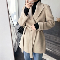 MSTOKYO double-sided cashmere coat women short lace 2021 Autumn Winter New wool suit woolen jacket women