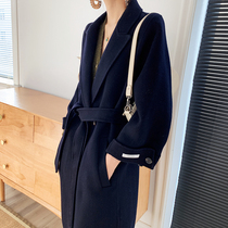 MSTOKY Korean version 2021 new double-sided cashmere coat womens woolen trench coat long Hepburn style woolen jacket