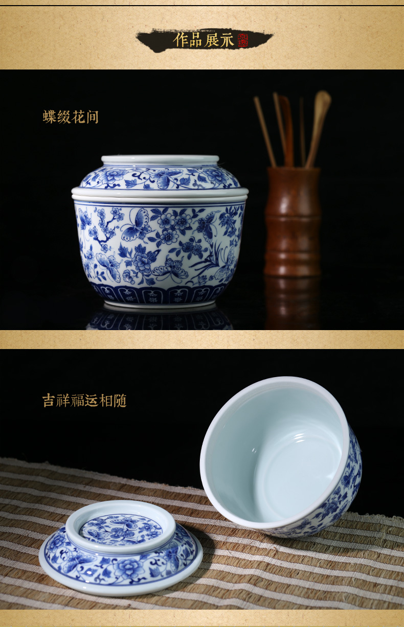 Blue and white recent jing DE and auspicious ceramic tea pot pot jingdezhen checking ceramic POTS