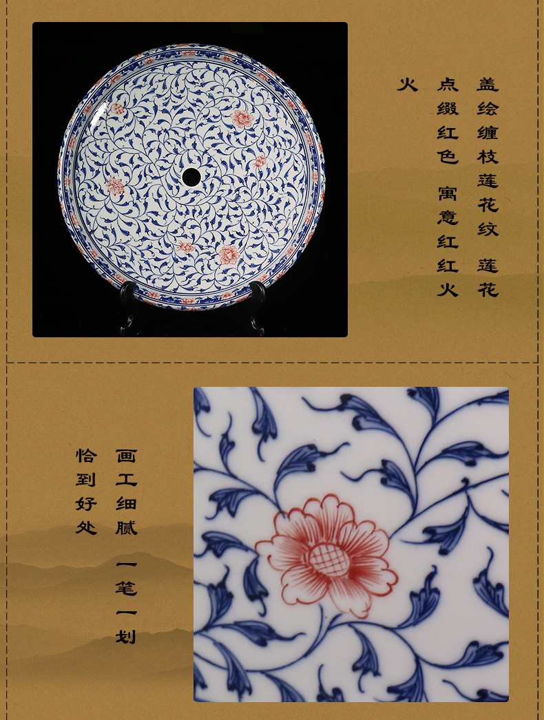 Blue and white youligong hand - made ceramic and auspicious household dry big tea tray was kung fu tea tea table drawer tray