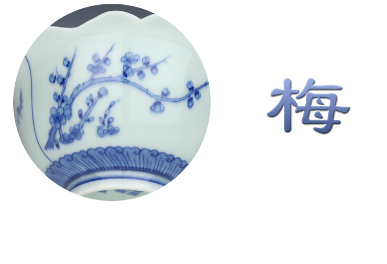 Beijing DE and auspicious tureen tea cup of jingdezhen ceramic tea bowl hand draw three blue and white porcelain bowl