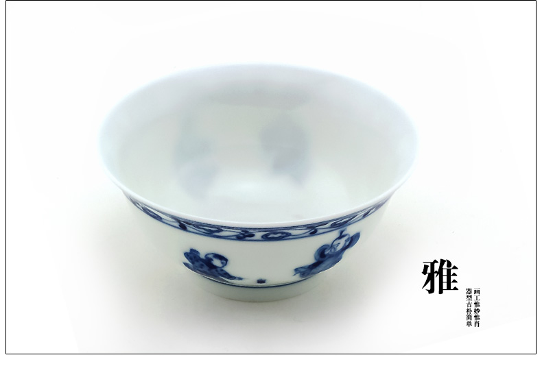 And auspicious jing DE jingdezhen blue And white porcelain up hand - made lad cup kung fu tea cup sample tea cup bowl