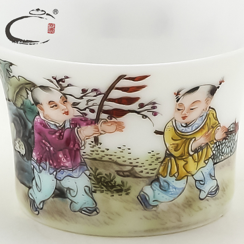 And auspicious craftsmen with hand - made ceramic cups jingdezhen porcelain cup master cup sample tea cup kung fu tea set list