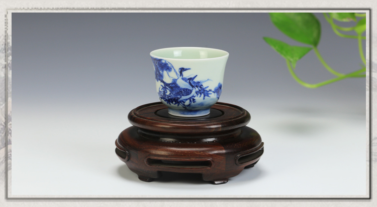 Jing DE and auspicious hand - made green, flowers and birds sample tea cup full manual single cups of jingdezhen ceramic kung fu tea set small cups