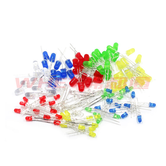 3mm 5mm LED 전구 표시등 방출 다이오드 F3 F5 빨간색, 녹색, 노란색, 파란색 및 흰색 직선 램프 램프 비드 요소 패키지