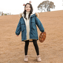 South Korean girls winter Parker clothing 2021 new foreign atmosphere children Winter children plus velvet padded coat