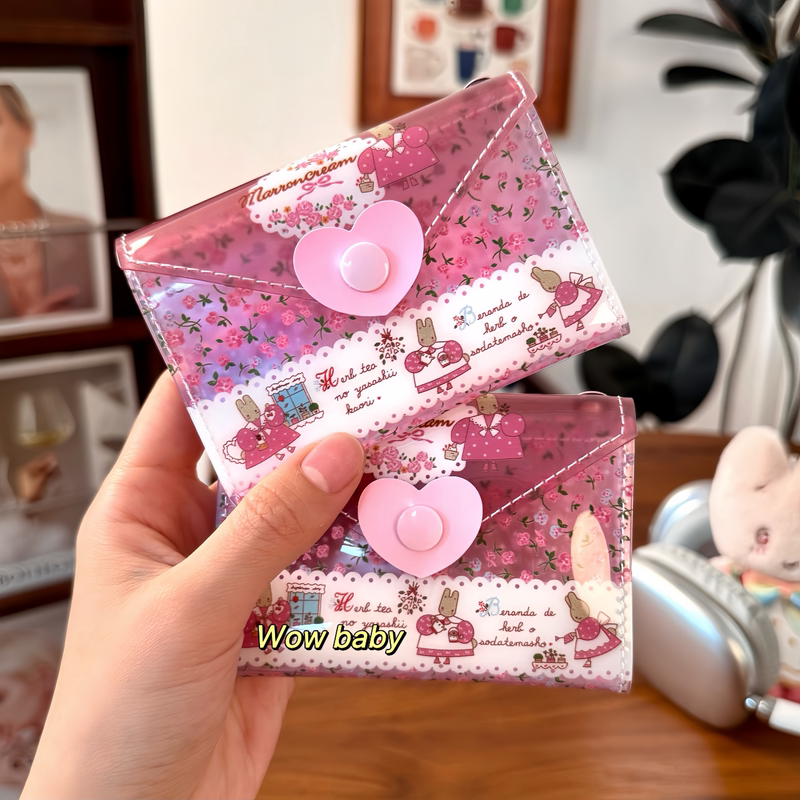 Jasmine Rabbit Card Holder Pvc Waterproof Transparent Print 70% off Pack Handmade Japanese Cartoon Id Three-Layer Storage Bag