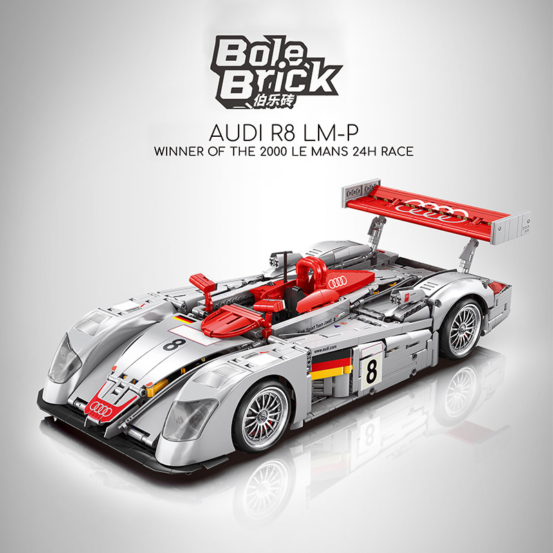 Boluo Brick Yc23044 Audi R8 Le Mans Endurance Racing Car 1:10 Scale Model Building Blocks Remote Control Sports Car Gift